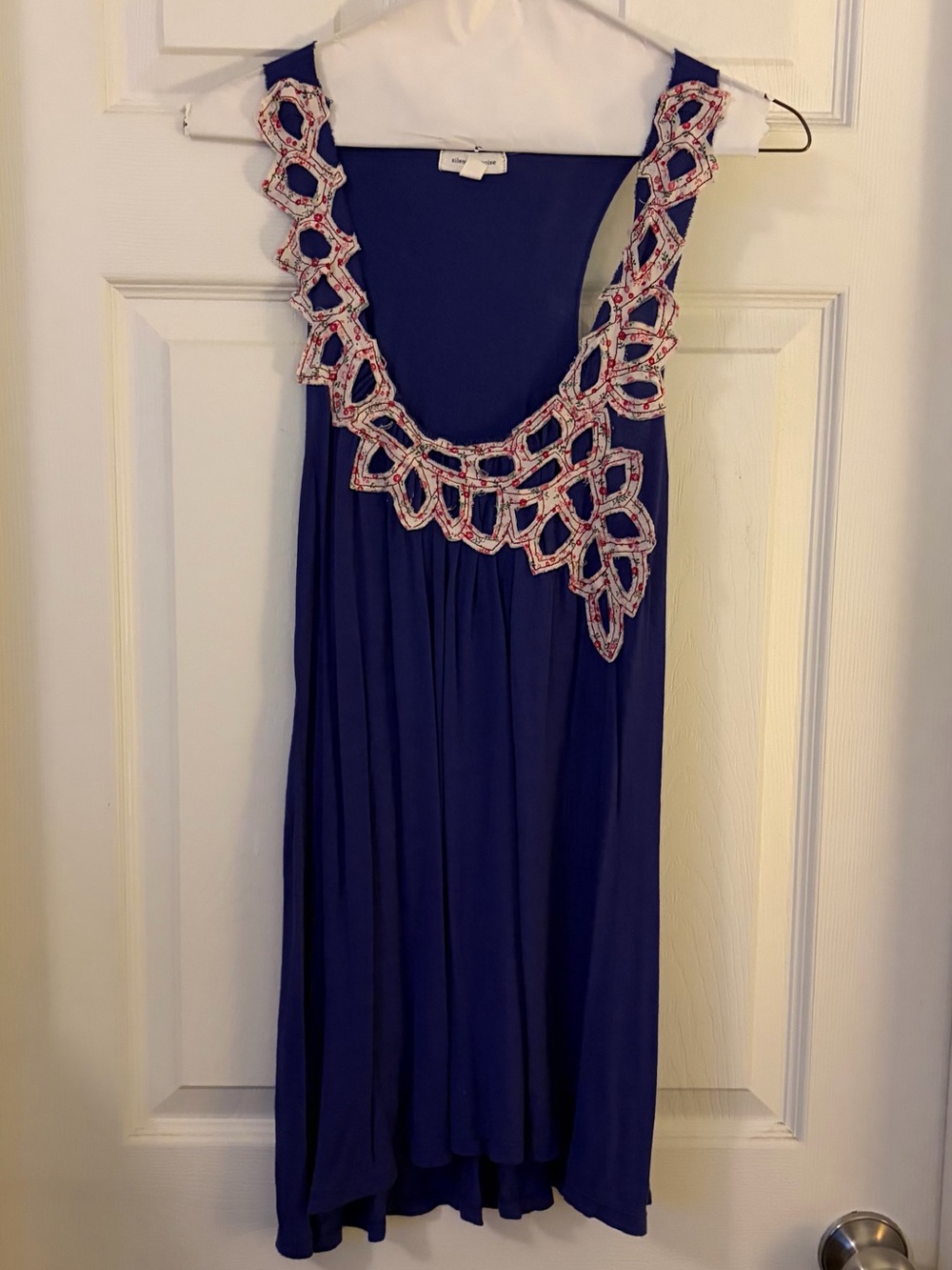 Anthropologie Deep Blue Embellished Sleeveless Tunic - SZ M